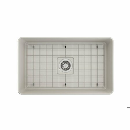 BOCCHI Aderci Ultra-Slim Farmhouse Apron Front Fireclay 30 in. Single Bowl Kitchen Sink in Biscuit 1481-014-0120